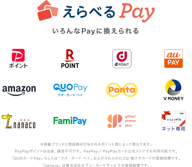 えらべるPay　いろんなPayに換えられる